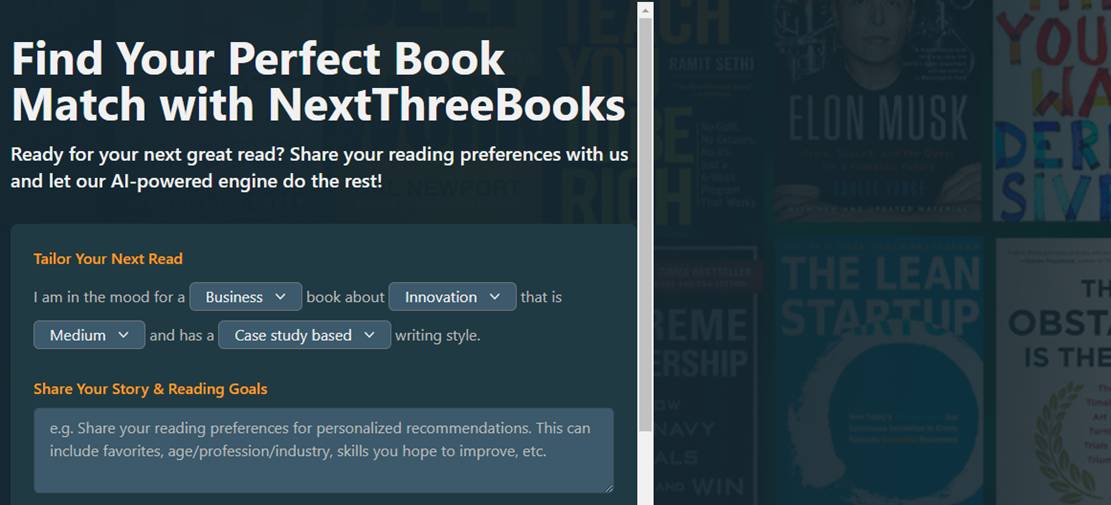 NextThreeBooks AI reading tool